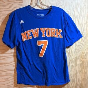 Adidas Blue T-Shirt with Orange New York Graphic